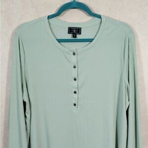 G.H. Bass & Co. Mint Green Long Sleeve Top Women’s Large Henley Button
